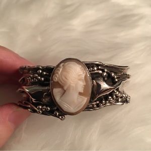 Rare Find!! Sterling Silver Cameo Cuff Bracelet